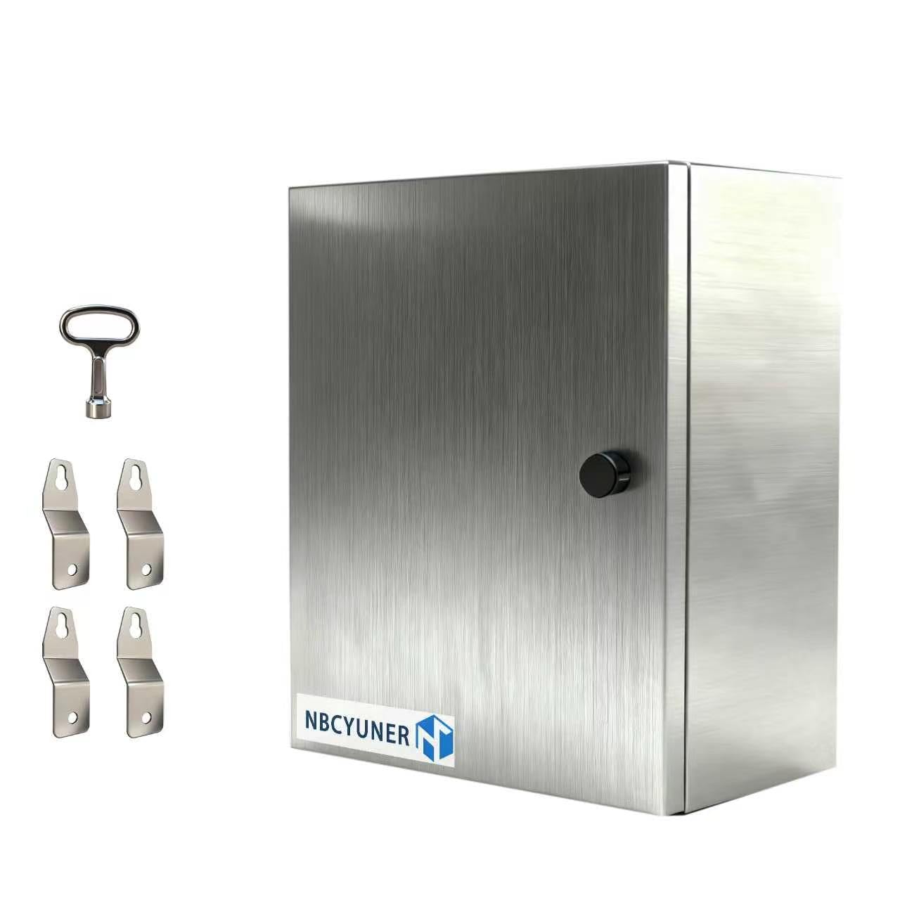 NBCYUNER Stainless Steel Electrical Enclosure 20x16x8 Inch NEMA 4X Enclosure 304 Stainless Steel Box IP66 Waterproof and Dustproof Metal Box