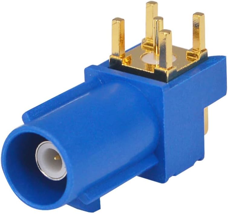 Fakra SMB C Male RF Coaxial Adapter, Fakra C Male PCB Mount Right Angle Connector for GPS Telematics or Navigation