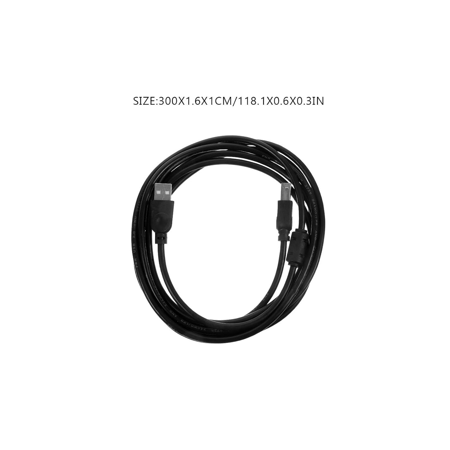 2.0 3M KALLORY USB Printer Cable Black for Home Office Copier Scanner Replacement USB Cable Printing Machine Accessory