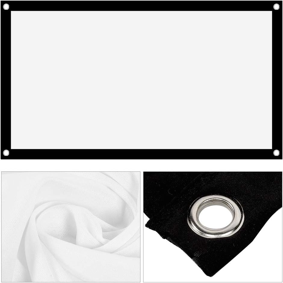 VBESTLIFE 72 inch 16:9 Thicken Portable Non Crease Foldable Projection Screen Soft White Polyester Projector Curtain