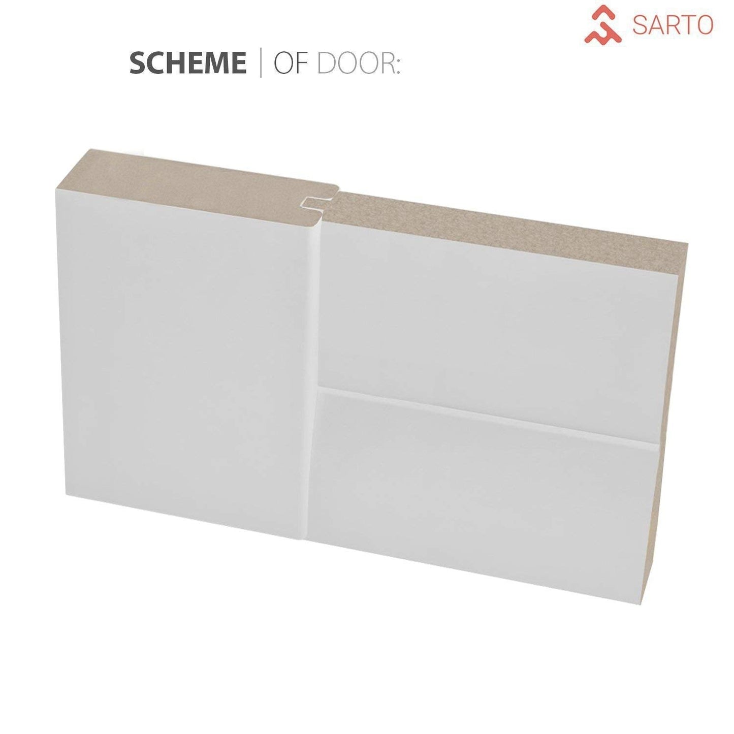Sliding Closet Door SARTODOORS Quadro 4113 Bypass Interior Doors with Frosted Glass, MDF, 60x80, White, Modern Style Hardware Included
