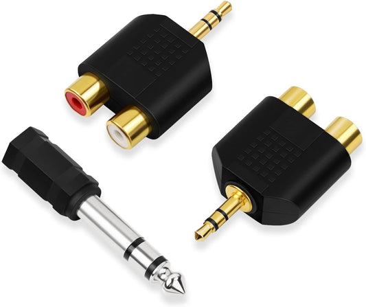 SolidSS 2 Pack 3.5mm 1 Gold Plated Stereo to Audio Splitter,Stereo Male and Accessory,Dual RCA Female Audio Branch