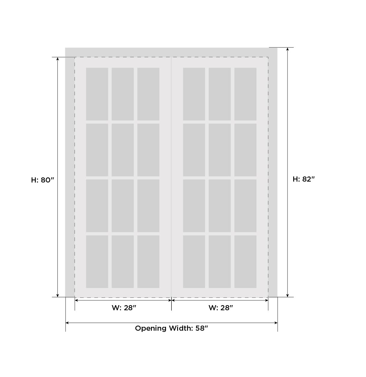 SARTODOORS Lucia 2166 | Double Swing Interior French Doors with Glass, Solid Wood, Hardware Included, 56x80, Black, Modern