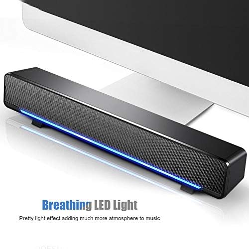Bewinner 3.5mm MP3 MP4, USB Wired Soundbar, Stereo Soundbar Music Player Bass Surround Sound Box for Desktop Laptop TV