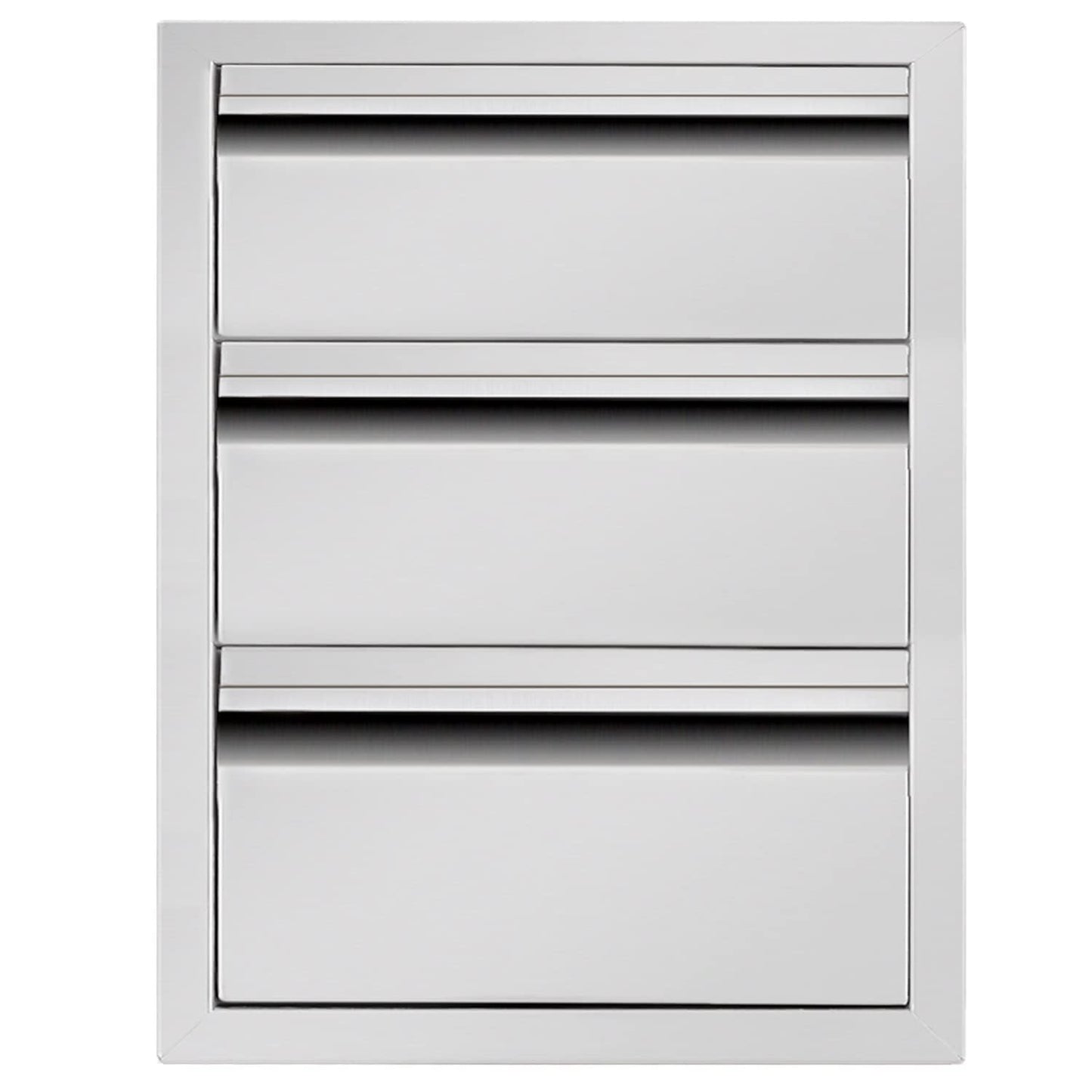 Outdoor Kitchen Drawers 16" W x 21" H x 23" D Triple BBQ Drawers Stainless Steel Built-in Drawer for Patio Grill Station or Outdoor Kitchen Island