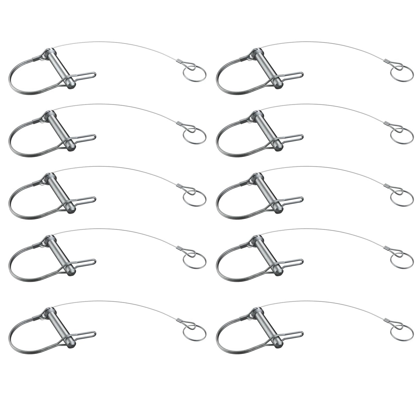 HILILON 10Pcs Trailer Coupler Pin 5/16x 1-3/4（WxL） Prevents Loss Trailer Hitch Locking Pin with Plastic Coating Tether Steel Quick Release Ring for Shaft Trailer Tongue