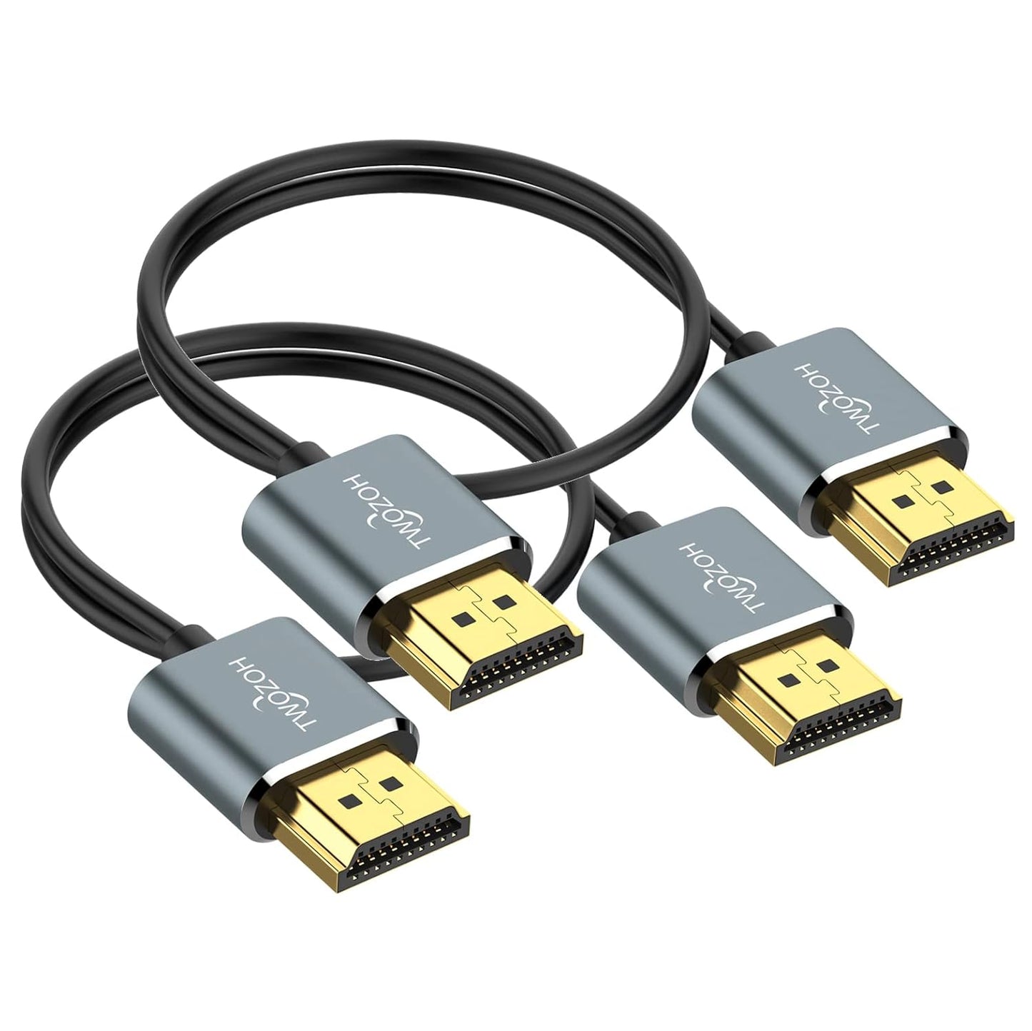 Twozoh 5FT 2 Pack, 4K@60Hz 18gbps 2160P/1080P Flexible & Slim HDMI Cable Ultra Thin HDMI Cord Supports High Speed