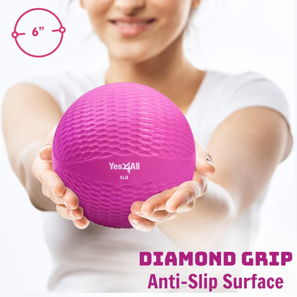Yes4All Soft Weighted Toning Ball Knurl 5lb Pink
