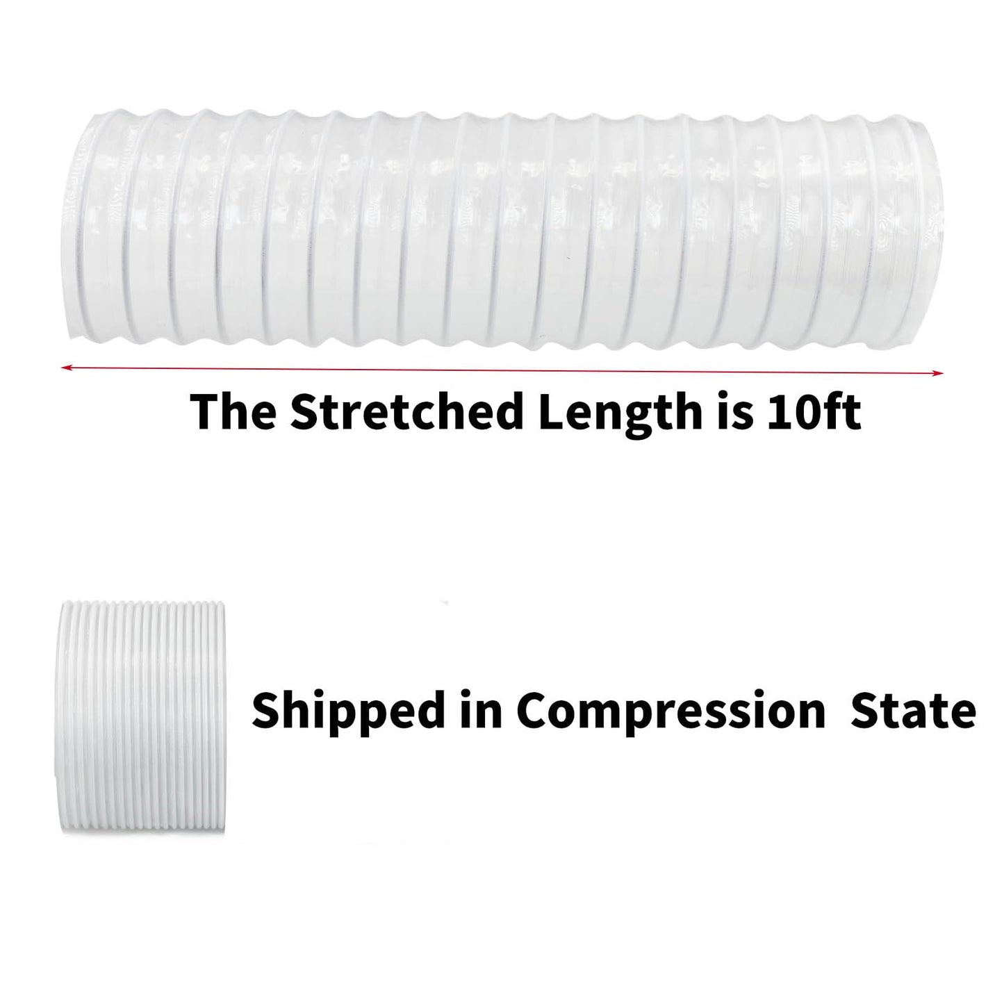 JUYO VONSAN 8 inch Dust Collection Hose 10ft Heavy Duty Flexible PVC Dust Collector Hose With Clamps (PVC, 8IN-10FT)
