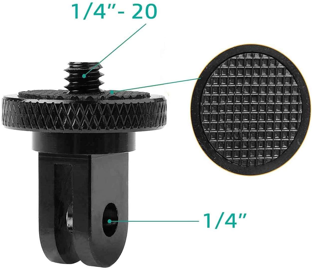 Aluminum Camera Tripod Adapter 1/4"-20 Conversion Adapter Mounts Compatible with Gopro Action Cameras Insta360 and Other Standard 1/4 Accessories, Quarter Inch Mount Adapter (Type AA)