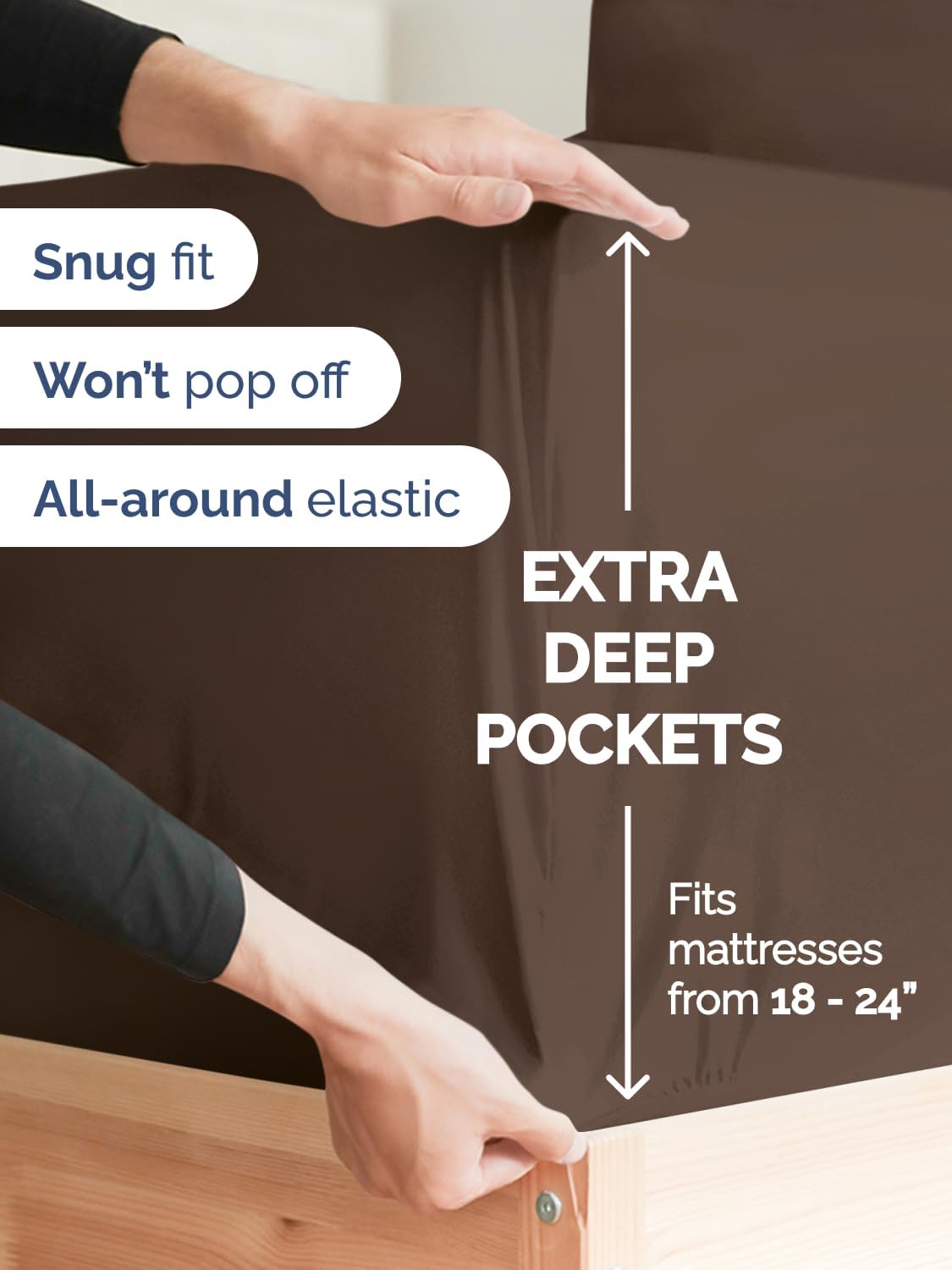 Skiennix Extra Deep Twin Sheet Set - 4-Piece Breathable Cooling Sheets | Luxury Hotel Bedding - Soft, Wrinkle-Free, Brown