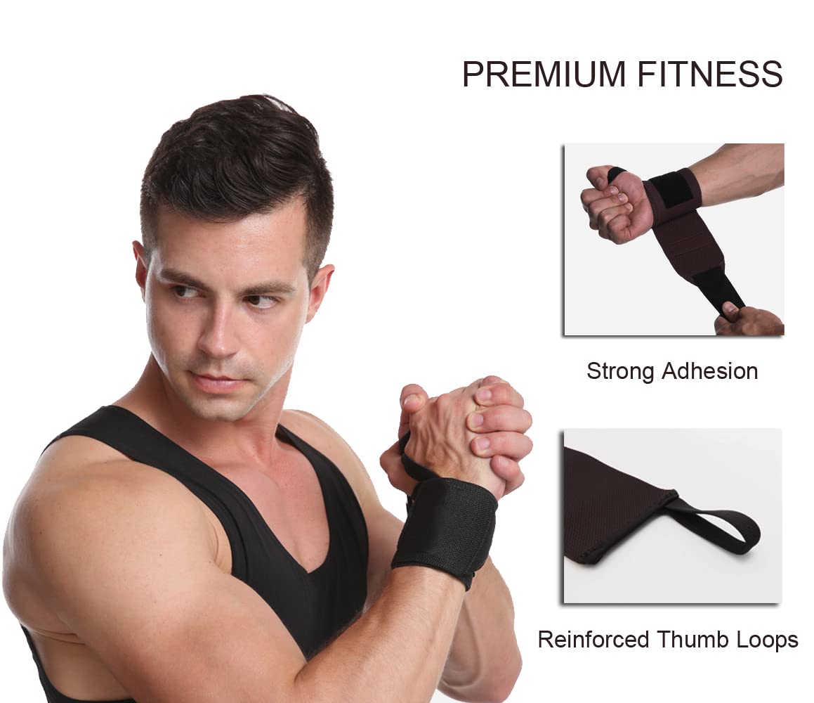 SUJAYU Wrist Wraps, 2 Pack Wrist Brace Wrist Straps for Weightlifting, Wrist Straps Lifting Straps Wrist Weights Carpal Tunnel Wrist Brace, Wrist Brace for Working Out Gym Accessories for Men (Black)