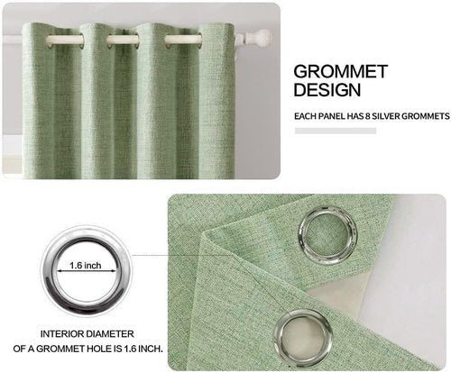 MIULEE Blackout Thermal Insulated Curtains - Linen Texture Sage Green Drapes | 52x120 Inch (2 Panels)