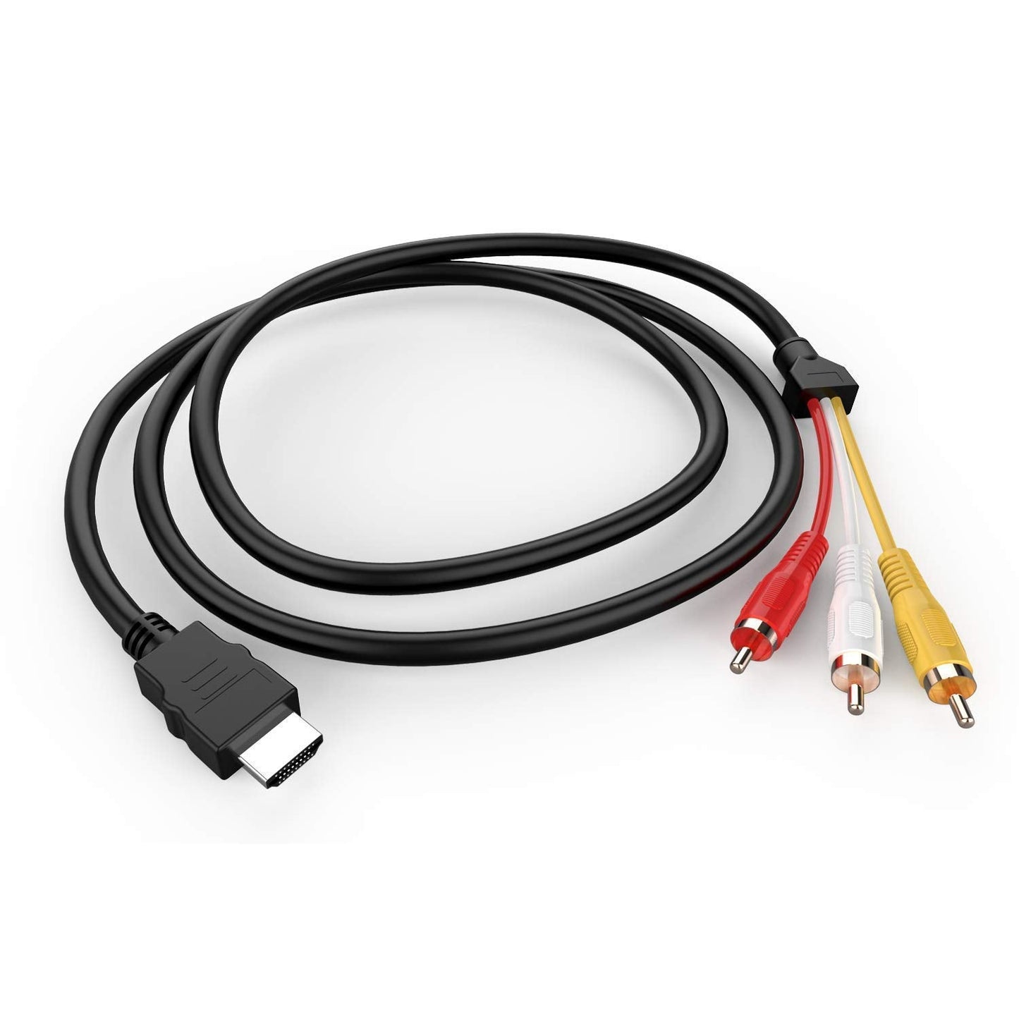 Eanetf 1080P 5ft/1.5m 3-RCA HDMI to RCA Cable, HDMI Male to Video Audio AV Cable Connector Adapter Transmitter for TV