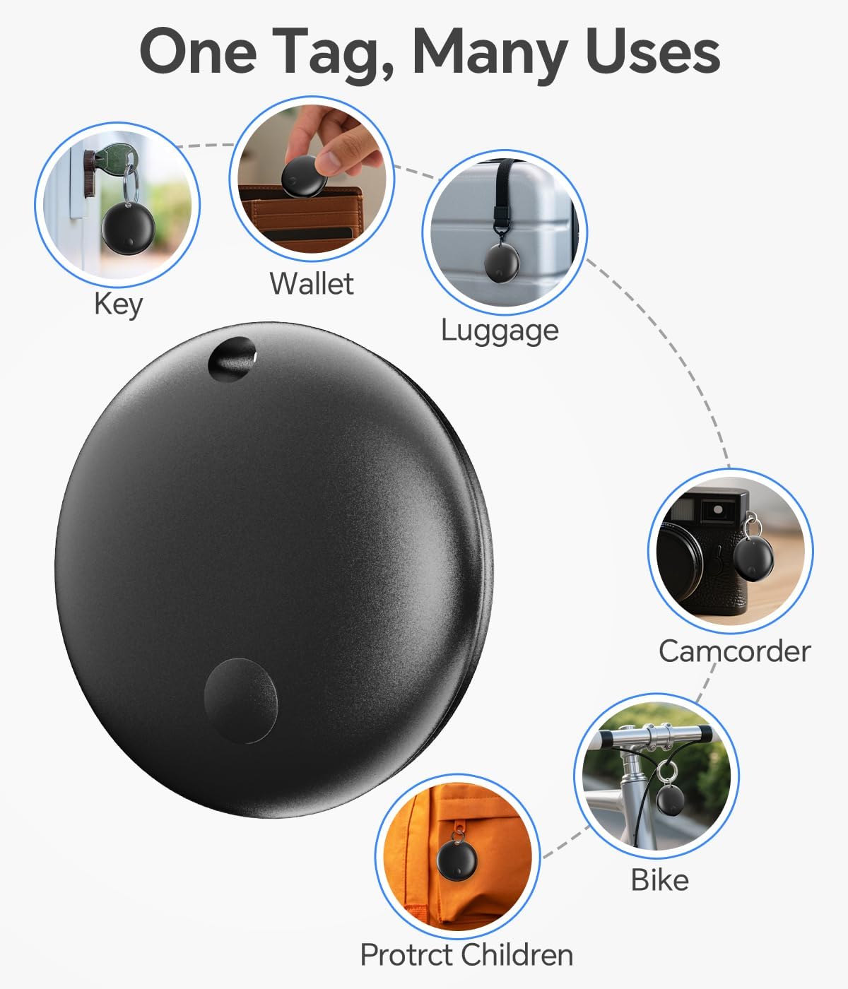ZLYM IP67 Backpacks, Black-4) Air Tracker Tag Waterproof Bluetooth Tracker, Keychain Finder, Item Locator for Bags