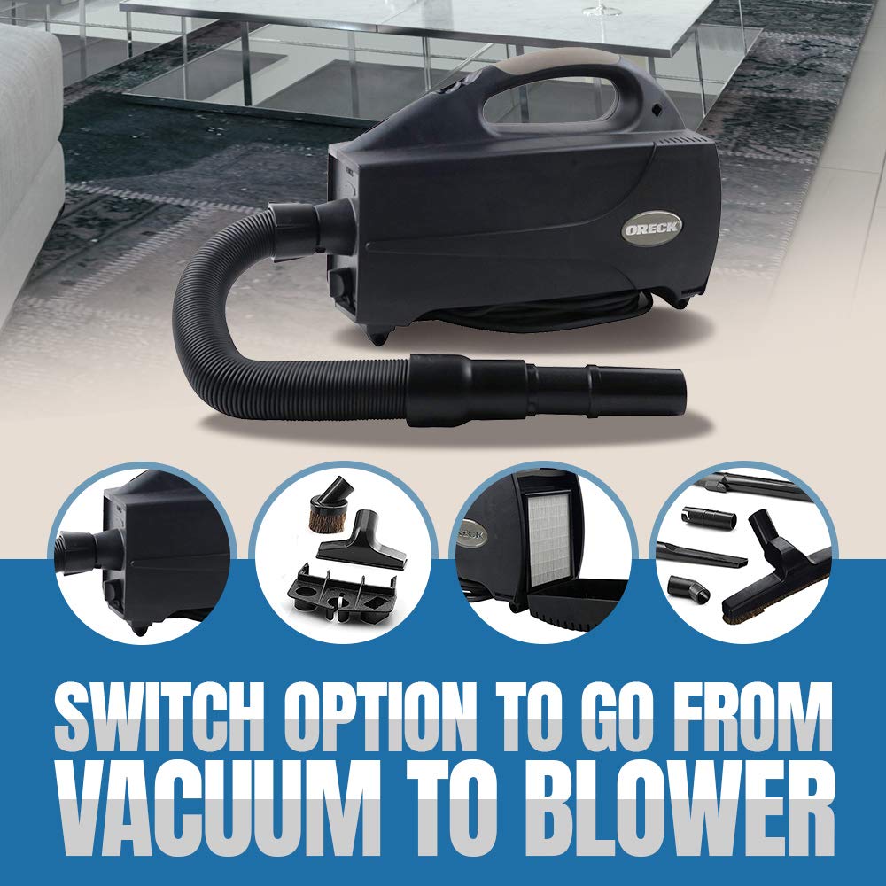 Oreck Compact Canister Vacuum Cleaner, Portable Handheld Vacuum for Carpet and Hard Floors, Lightweight, Powerful Suction with Versatile Tools, Corded Canister Vacuum Cleaners for Home Use