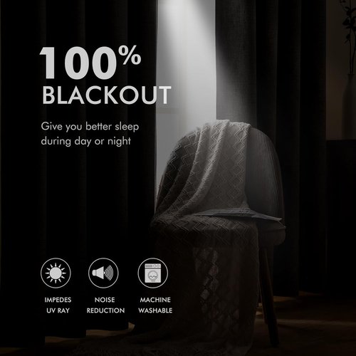 MIULEE Blackout Curtains - 100% Linen Texture, Thermal Insulated, Grommet Design | 52x72 Inch (2 Panels)