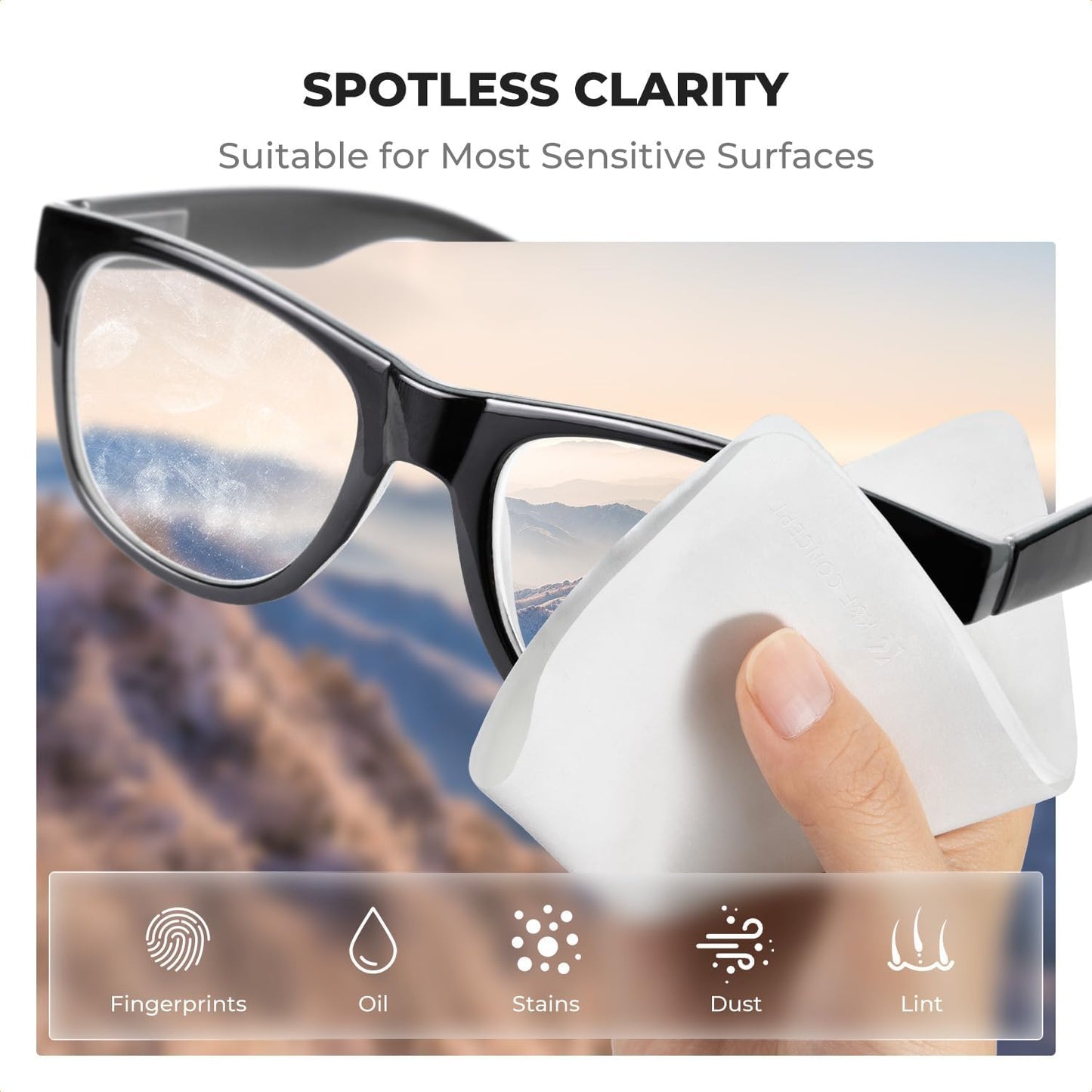 2 Pack Headset, K&F CONCEPT Lens Cleaning Cloth | Microfiber Cleaning Cloth | Glasses Cleaning Cloths | Eyeglass Lens