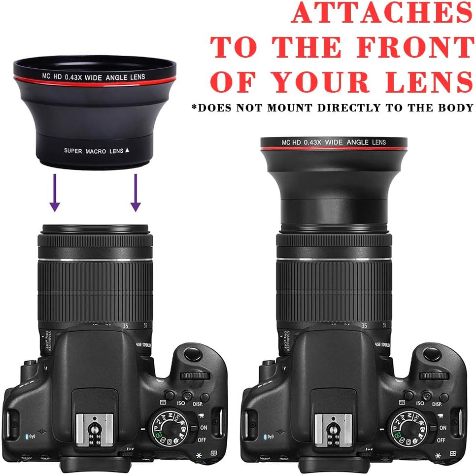 Tectra 52MM 0.43x D3300 D3200 D3100 D5500 D5300 D5200 D5100 D7100 D7000 Professional HD Wide Angle Lens (Macro Portion)