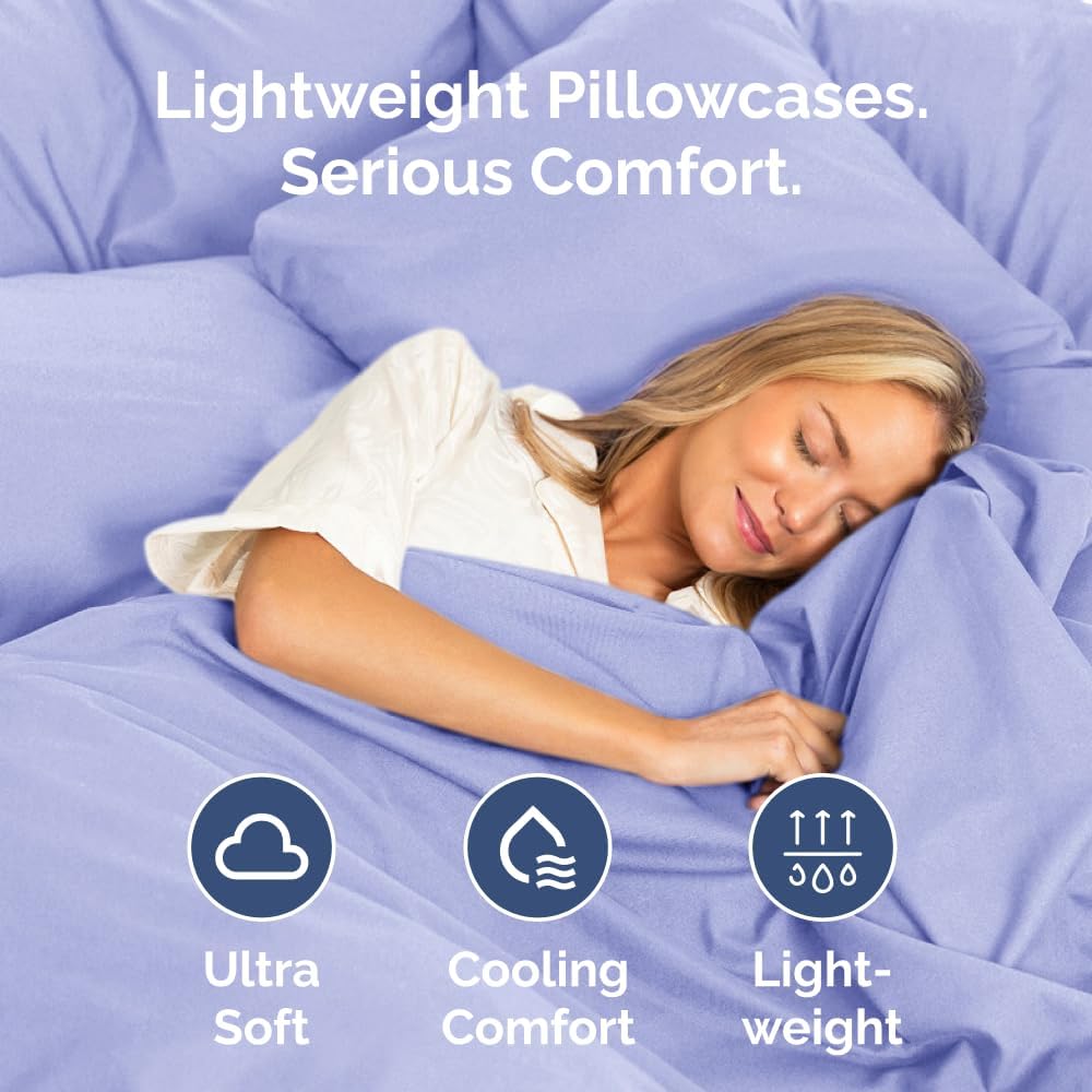 Skiennix Standard Pillow Cases Set of 4 - Ultra Soft Hotel Quality Covers - Lavender Machine Washable