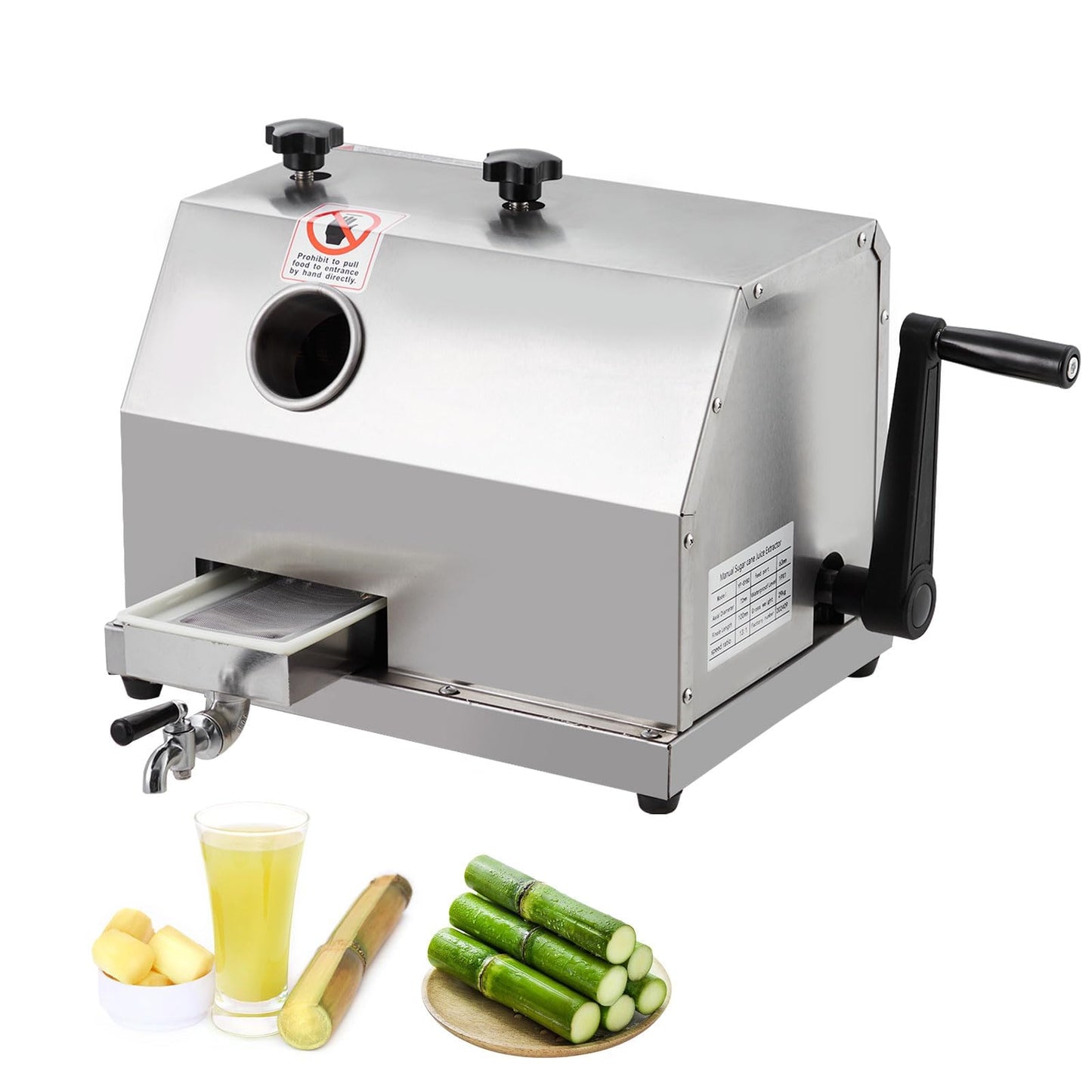 Manual Sugar Cane Juicer Machine, Commercial 110LBS/H High Output Sugar Cane Press, Sugarcane Juicer, 3 Stainless Steel Rollers, 2.4Inch Large Feeding Chute,Home&Commercial Extractor Squeezer