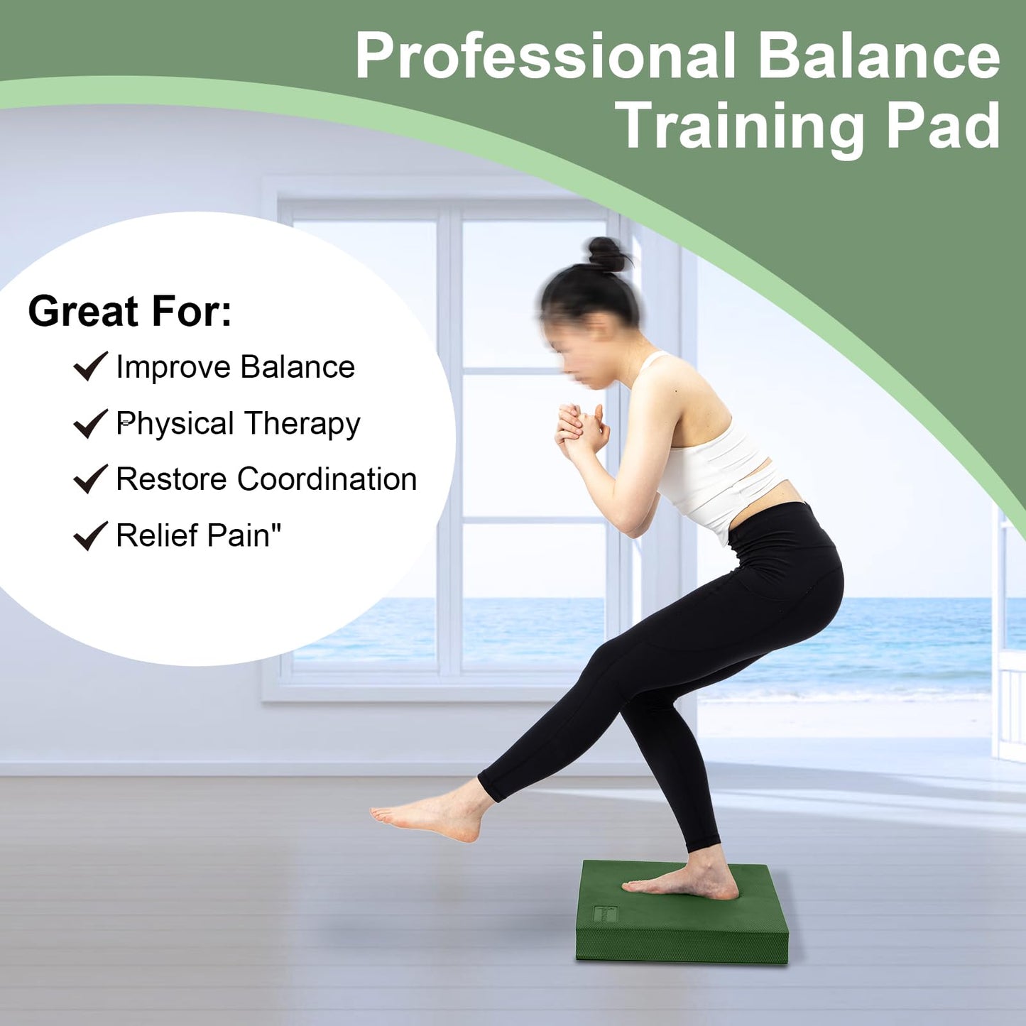 StrongTek Extra Wide Foam Balance Pad for Physical Therapy, 19" X 15.8" X 2.4", High-Density TPE Foam Pad for Exercise, Enhanced Stability, Core Strength, Non-Slip & Water-Resistant, for Fitness, Yoga