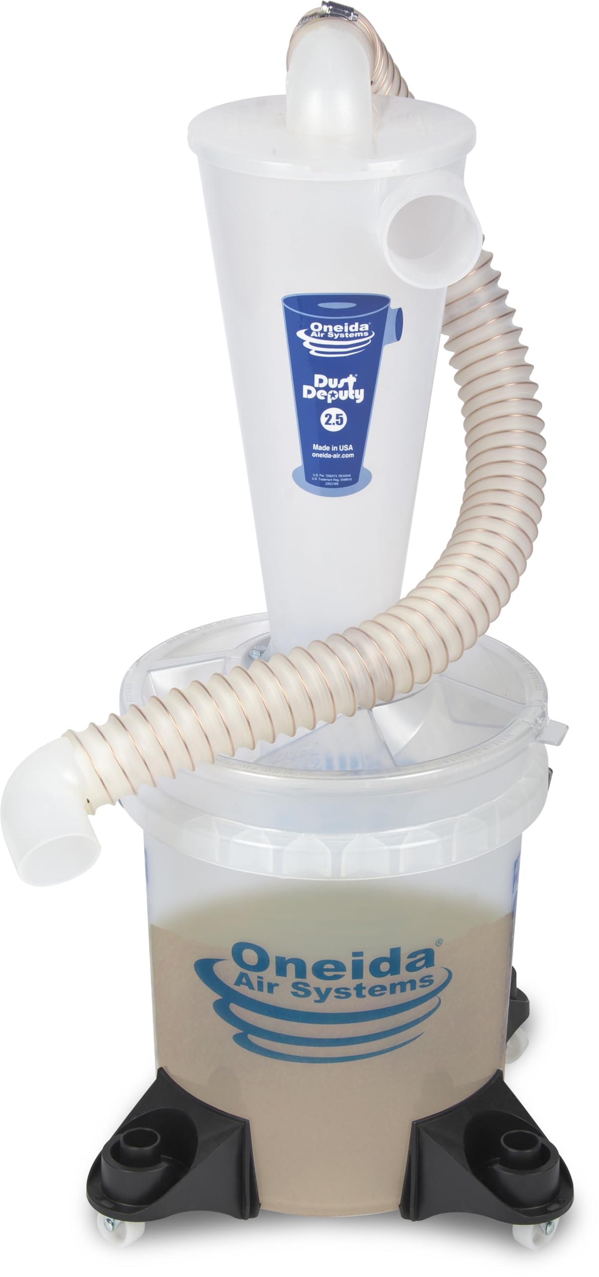 Oneida Air Systems Dust Collector & Cyclone Separator Kit w/ Clear Bucket, 2.5 Deluxe 5-Gal - Portable Cyclone Machine for Wet and Dry Shop Vacuums