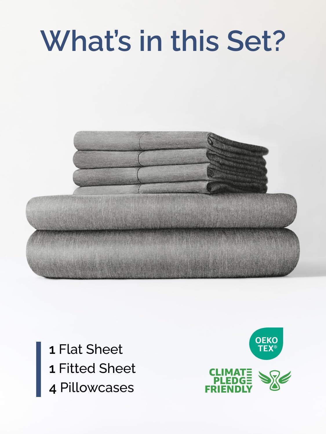 Skiennix Extra Deep Cal King Sheet Set | 6-Piece Breathable Cooling Bedding - Soft, Wrinkle-Free, Heathered Grey
