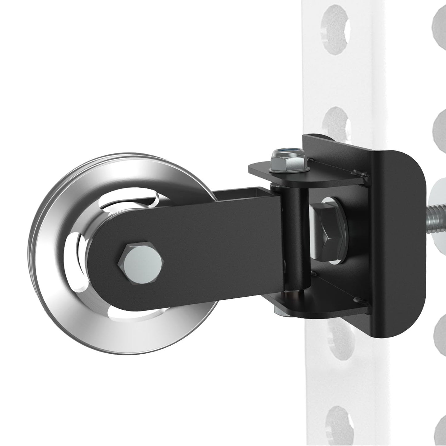 Aluminum Alloy Rotating Pulley Attachment for 3×3 Power Racks, Heavy-Duty Cable Pulley with 180° Pivot, Smooth CNC Machined Wheel, Bolt-On Cable Station Upgrade for Home Gym Training
