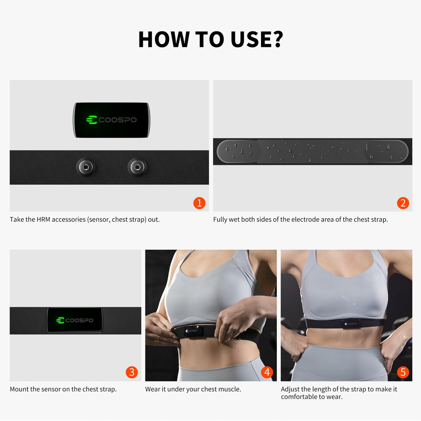 COOSPO Heart Rate Monitor Chest Strap H9Z, HRM Bluetooth 5.0 ANT+,Heart Rate Monitor Chest Sensor with Rechargeable Battery