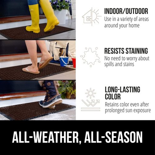 GORILLA GRIP Waterproof All-Season WeatherMAX Doormat - 35x23 Natural Rubber | Stain & Fade Resistant, Easy Clean