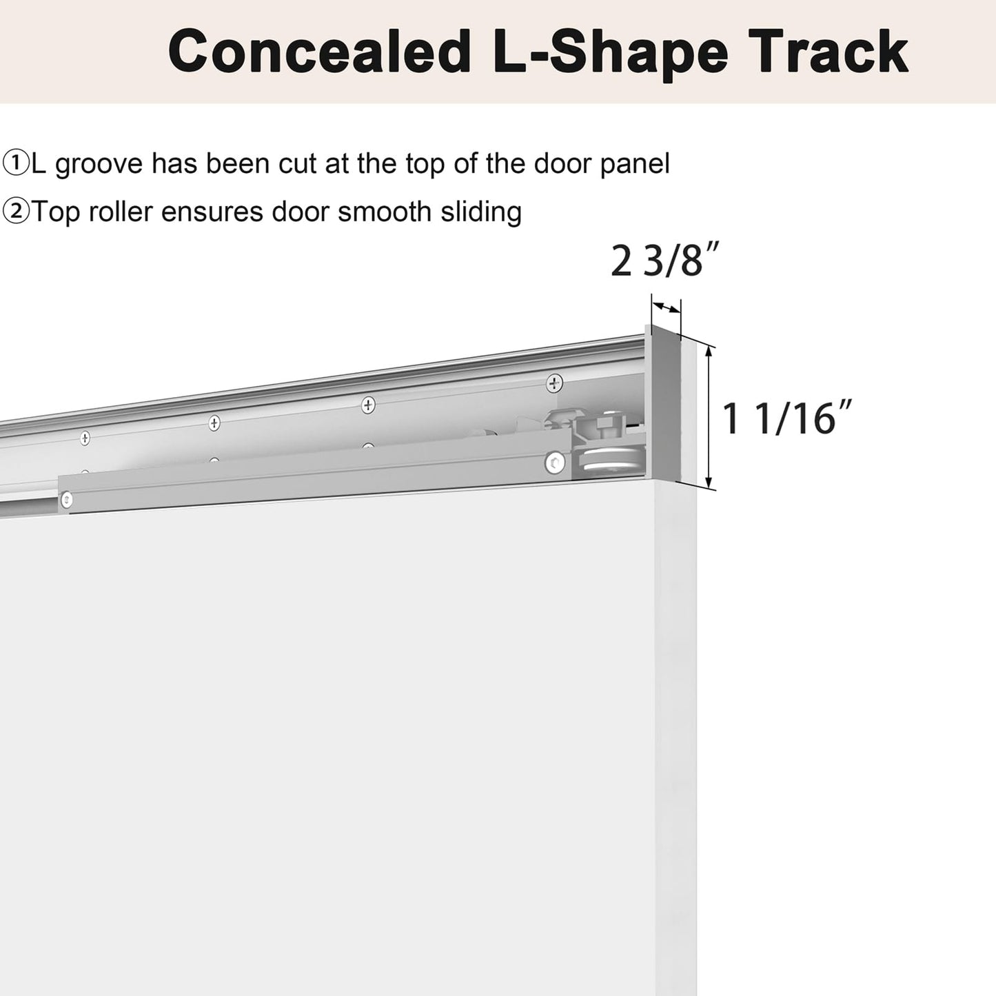 BarnSmith 30"x84" Concealed Sliding Barn Door, White Primed Flush Solid Core Sliding Hidden Barn Door with Soft Close Installation Hardware and Double Sided Pulls Included