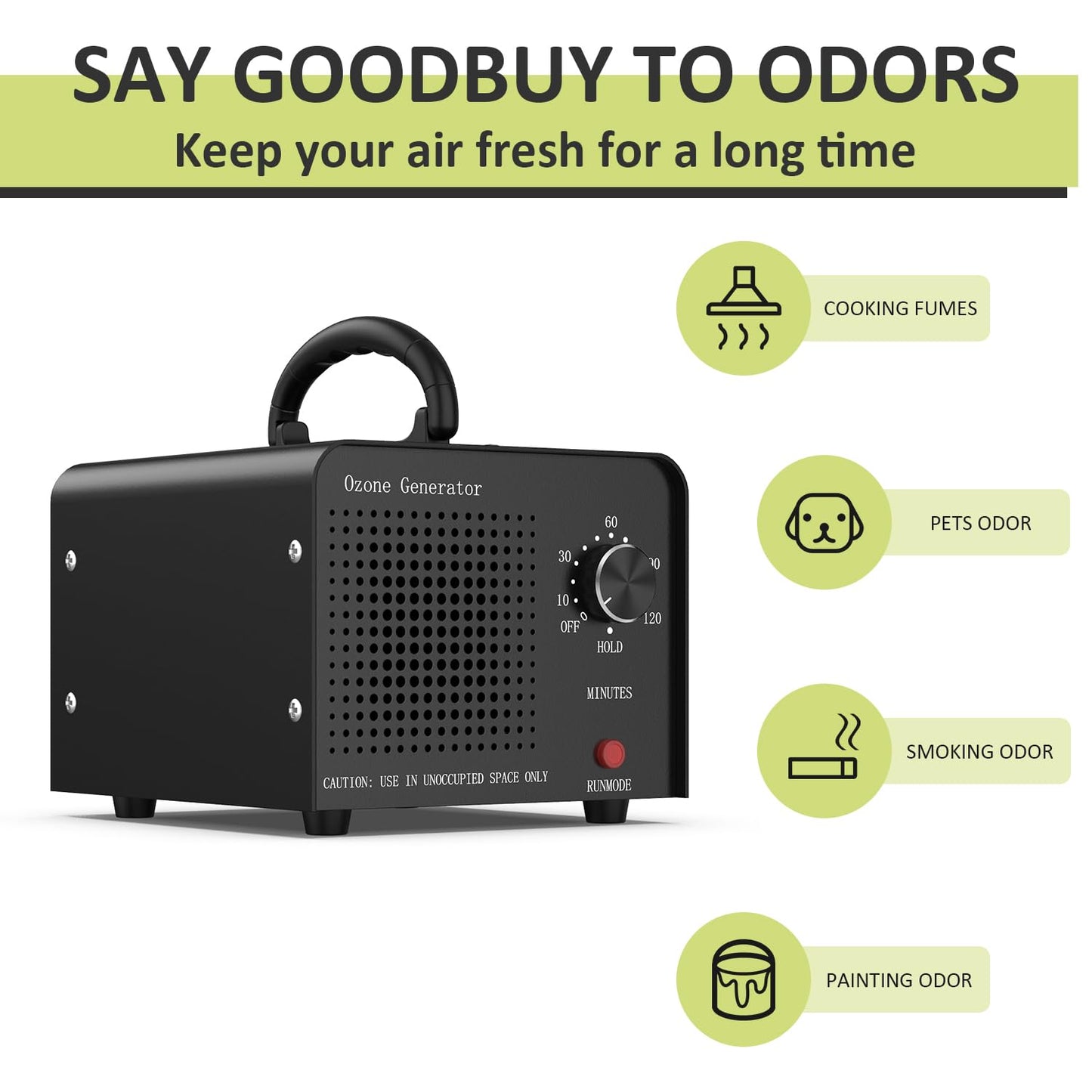 Medvoe 0zone Generator 30000mg - O3 Air Purifier for Home & Car, Ozone Machine Odor Removal for Smoke & Pet (Black)