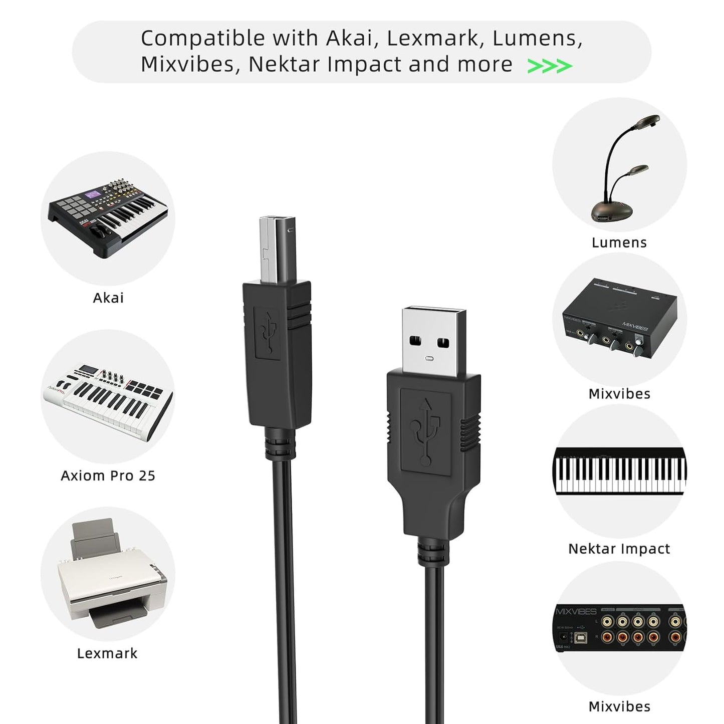 XMHEIRD 6ft 2.0 PMD660 USB Cable Cord A to B for Marantz Digital Recorder