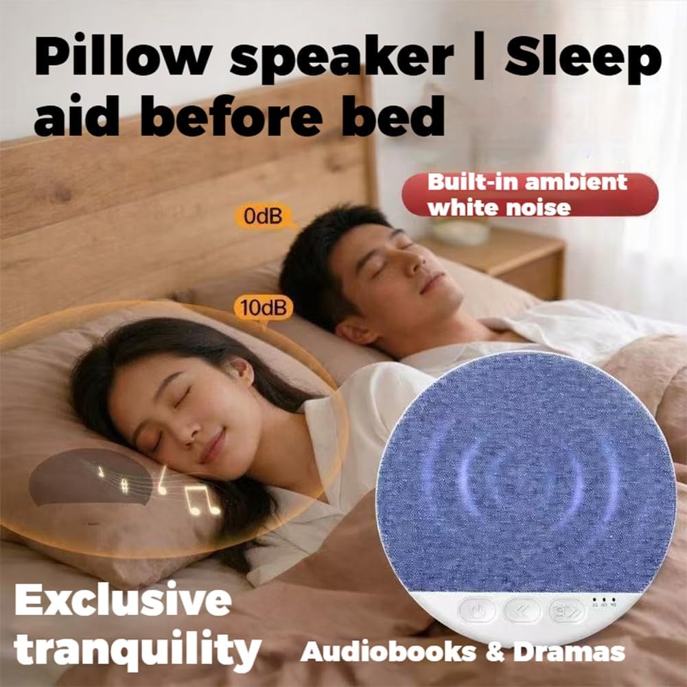 2026 5.4 (Green*1) New Bluetooth Pillow Speaker for Sleeping, Under Pillow Speaker Bluetooth with White Noise, Ultra