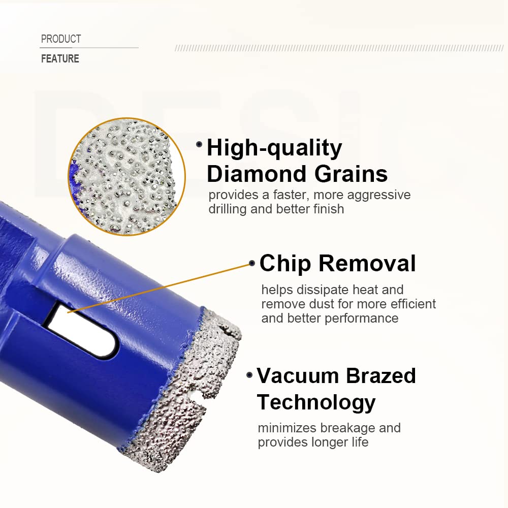 SHDIATOOL Diamond Tile Drill Bits Set,Porcelain Hole Saw, Cutter for Marble Ceramic Granite