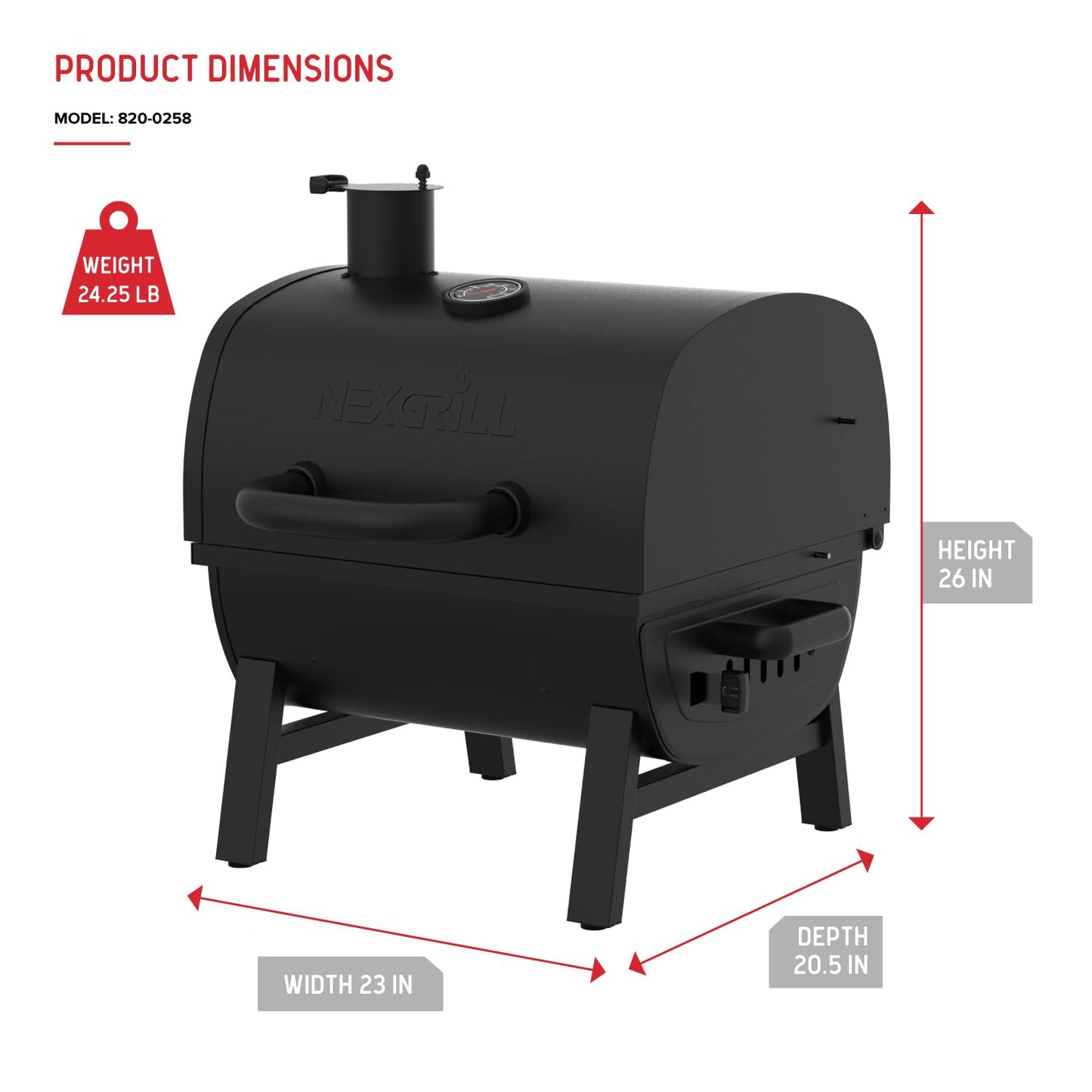 Nexgrill 17.5" Portable Charcoal Grill with Adjustable Chimney Vent, 349 SQ. In Cooking Area, Table Top Grill for Camping, Outdoor Cooking, Patios, and More – 820-0258