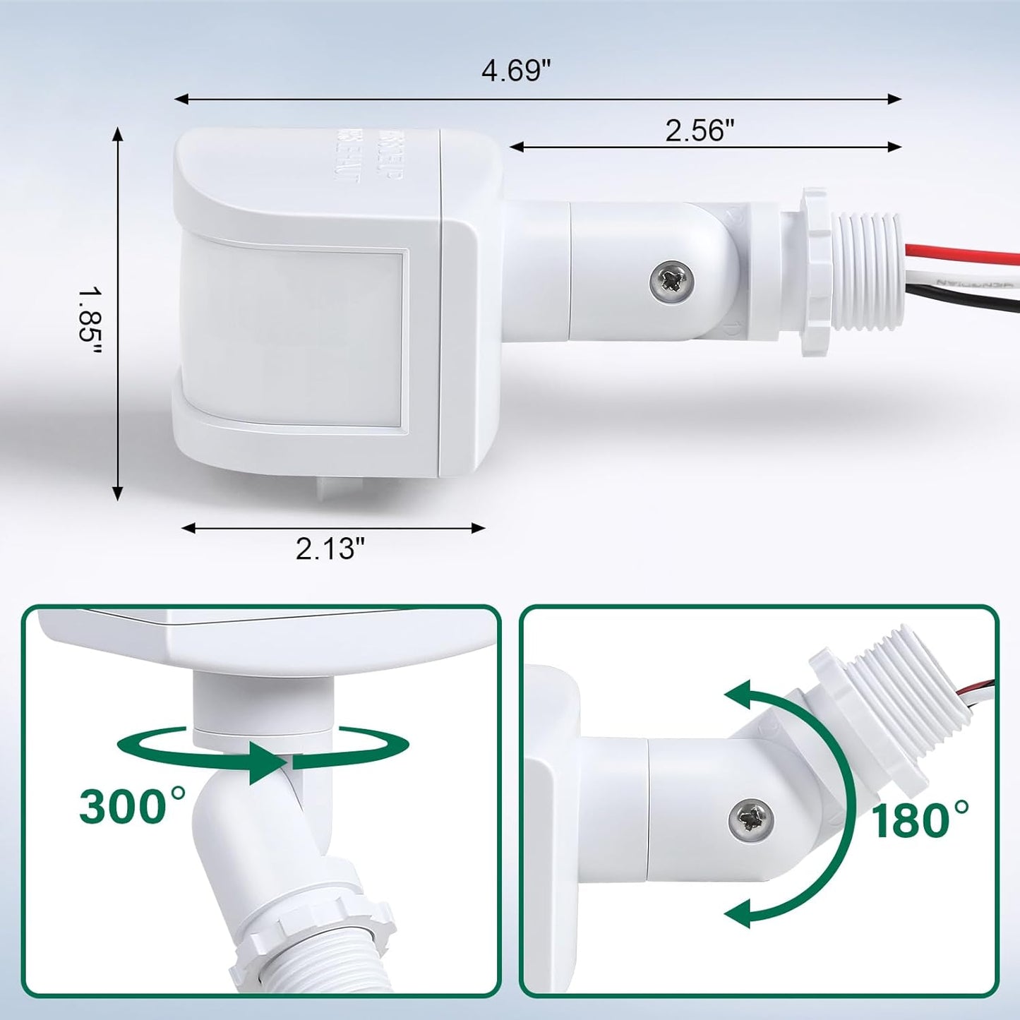 treewell 240-Degree LUX(5-300) 60 3 Replacement Motion Sensor, Adjustable & Time & Detection Sensitivity Up to Feet