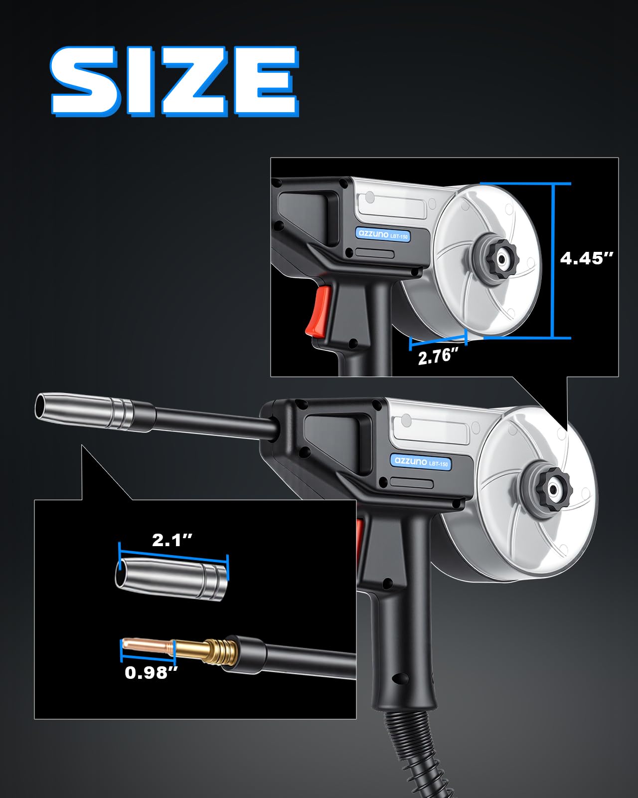AZZUNO Aluminum MIG Welder 200A+Spool Gun, 110V/220V 8 in 1 Multi-process Welder Machine Aluminum MIG/Gas MAG/Gasless Flux Core MIG/Gas MIG/Spot MIG/Spool Gun Compatible/Lift TIG/Stick Welding