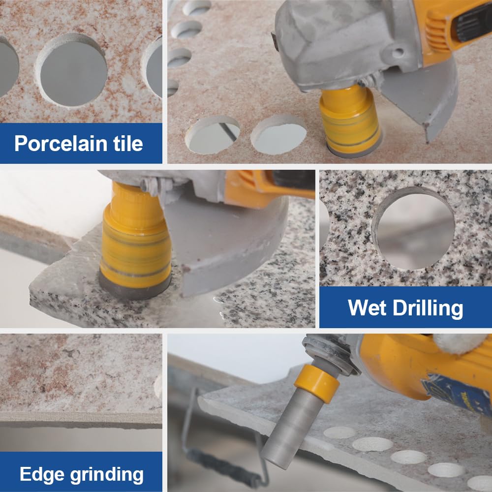 HIGHDRIL Diamond Drill Bits Kit with 5/8-11 for Porcelain Tile Ceramic Marble Brick Concrete Vacuum Brazed Hole Saw and HIGHDRIL Diamond Drill Bits Kit with 5/8-11