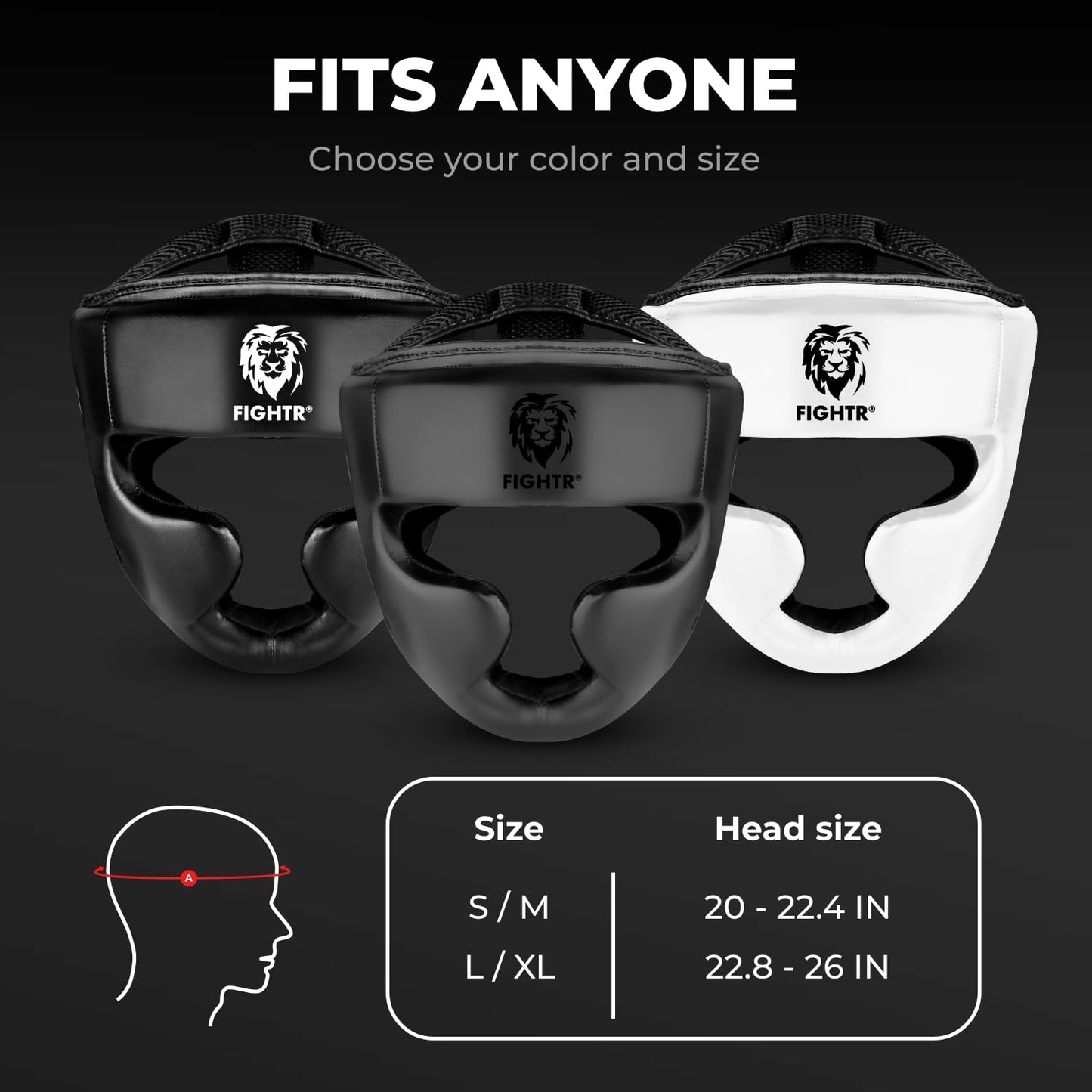 FIGHTR® Boxing Headgear with Best fit | Boxing Helmet Guard for Sparring | Adjustable Size for Boxing, MMA, Muay Thai, Kickboxing & Martial Art (Black, L)
