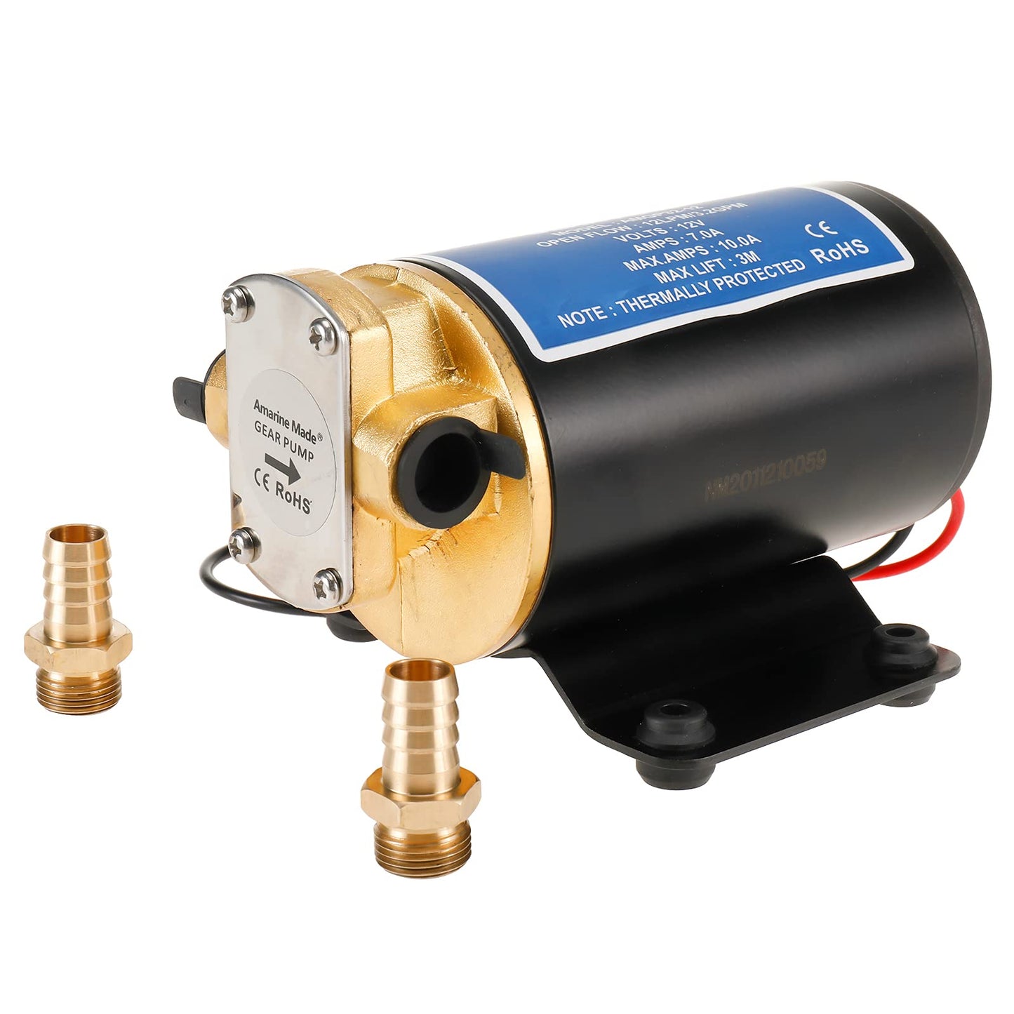 Amarine Made 12V Scavenge Impellor Gear Pump- for Diesel Fuel Scavenge Oil Transfer 3.2GPM 12LPM 6.0A (12V)