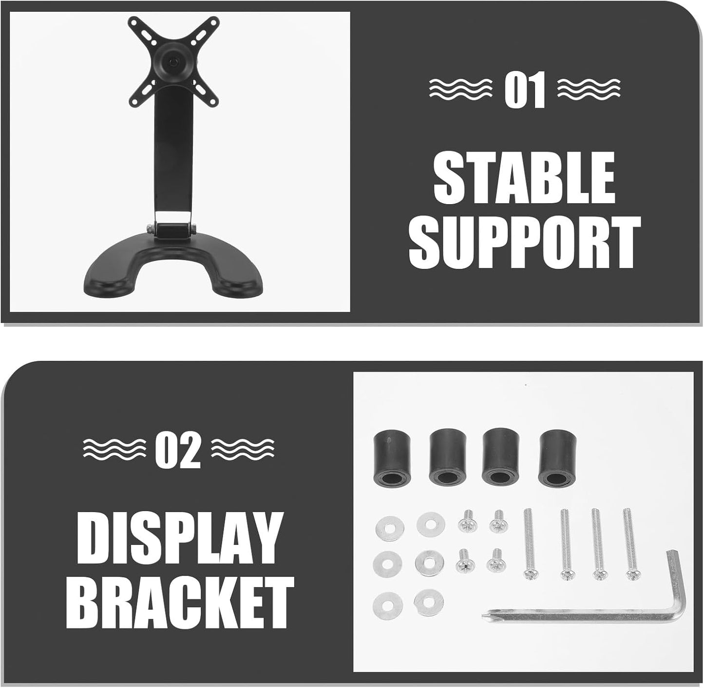 WATIIFUFU 14-27 Inch Universal Tv Stand Base for LCD Tvs Non-Drill Tabletop Mount for Living Room and Office