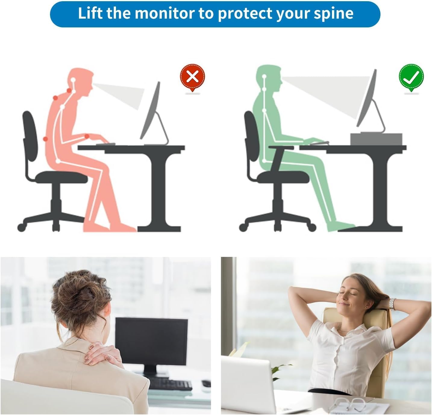 2-Tier gianotter Metal Monitor Stand Riser, Desk Organizer for Monitor, Office Desk Storage Organizer for Office