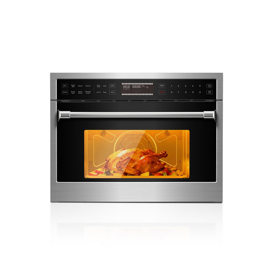 AAOBOSI 24 Inch Built in Microwave Oven,1.6 Cu.Ft Wall Microwave Convection Ovens Air Fryer Combos, 1000Watt Power Sensor&Auto Cook, 10 Cooking Modes, Drop Down Door,Stainless Steel