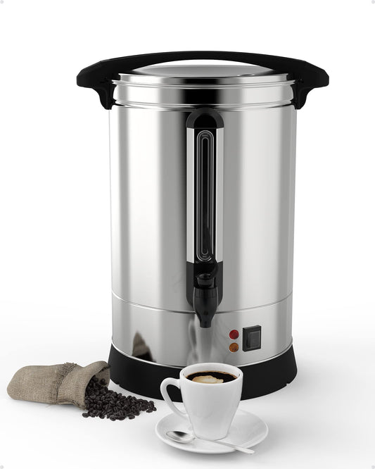 DEXSO 100 Cup 14L Commercial Coffee Urn,[Rapid Extraction] [304 Stainless Steel Suitable for Food] Hot Beverage Dispenser, [Easy Clean-up] Hot Water Urn for Churches, Meeting Rooms, Lounges