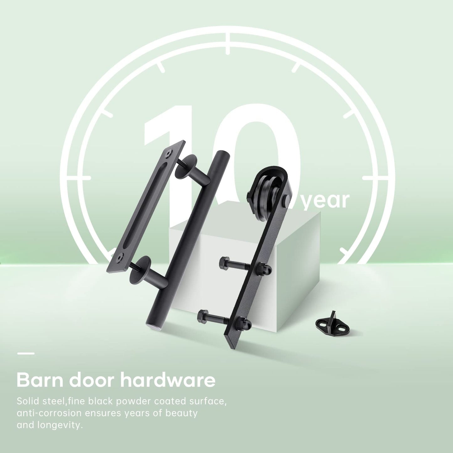 Fredbeck 30in x 84in White Glass Barn Door with 5.5FT 66inch Sliding Doors Hardware Kit Included & Handle,PVC Surface,Need to Assembly,Water-Proof