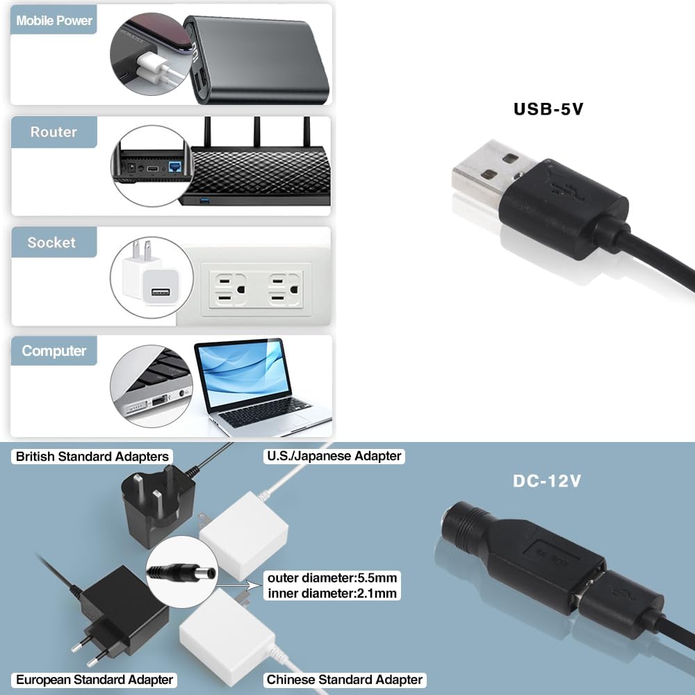 xiaoqijia 140mm 10 5V 12V IPX5 Quiet Fan with Speed USB Fan DC Waterproof Fan PC Fan Portable Cooling Fan for Tablet TV
