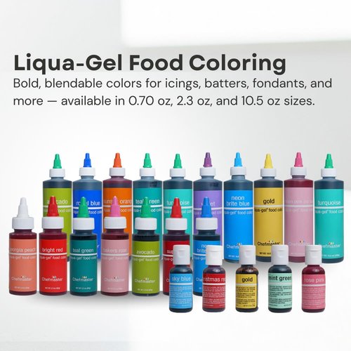 Chefmaster Red Liqua-Gel® Food Coloring - Vibrant Professional-Grade Dye for Icing & Fondant | 2.3 oz