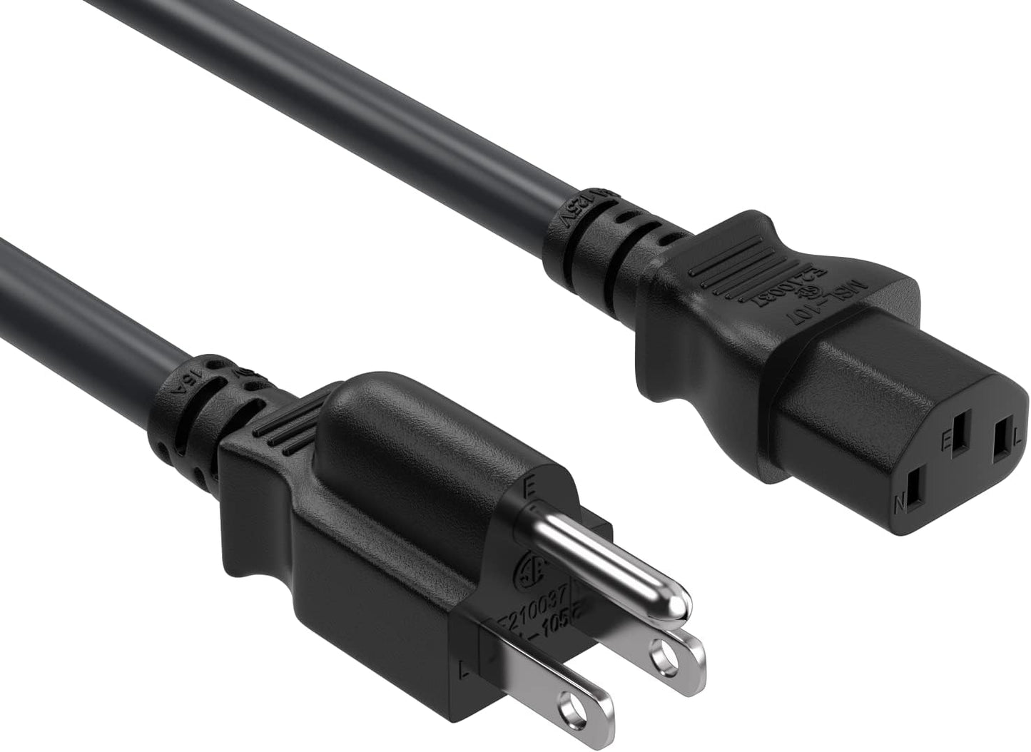 Cable Leader 10ft 18 IEC320 C13 5-15P, AWG Universal Power Cord to NEMA Extension Power Cord, Compatible